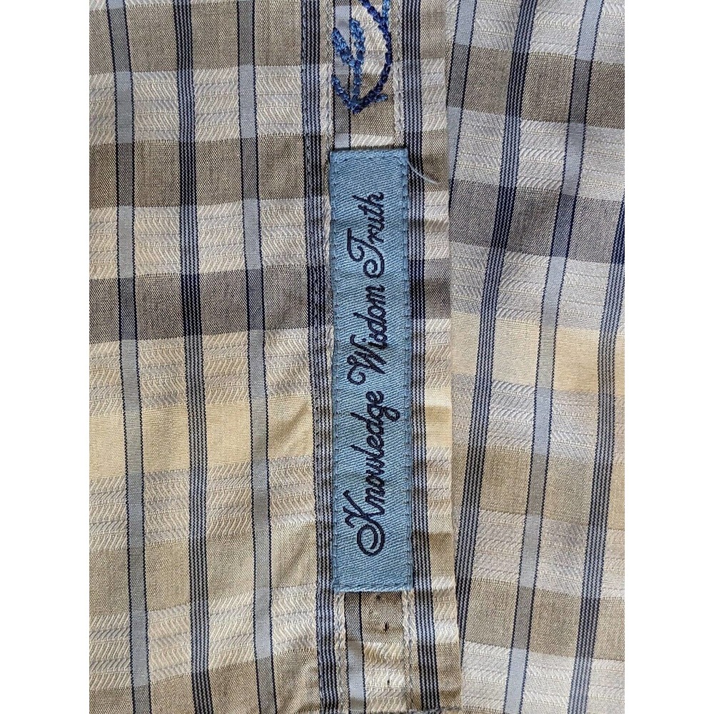 Robert Graham Long Sleeve Shirt M "Knowledge Wisdom Truth" Flip Cuff Blue Stripe - Picture 6 of 7